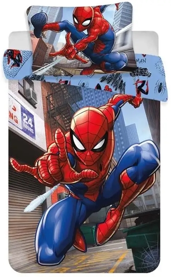 #2 - Junior sengetøj 100x140 cm - Spiderman - 2 i 1 design - 100% bomuld